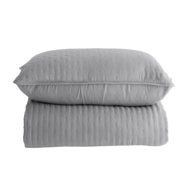 Kit Colcha Solteiro Chamonix 100% Poliéster Cinza 2 Peças 160x240cm 20386 - BecaDecor
