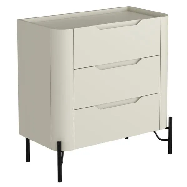 Mesa De Cabeceira Orgânica 3 Gavetas Pés Industrial Preto Bliss I03 Luna - Lyam Decor