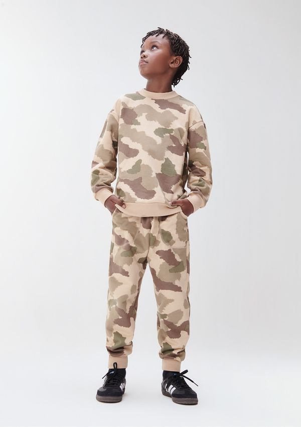 Calça Jogger Em Moletom Infantil Menino Estampada - Bege 005