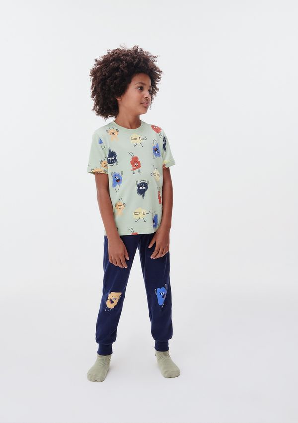 Pijama Infantil Menino Estampado Brilha no Escuro - Azul 012