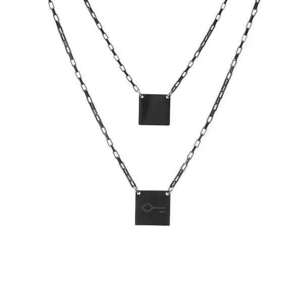 Escapulário Yui de Aço Preto Personalizável Preta Único