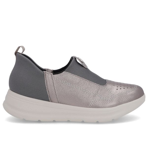 Tênis Casual Aço Couro Detalhe Elastano 34
