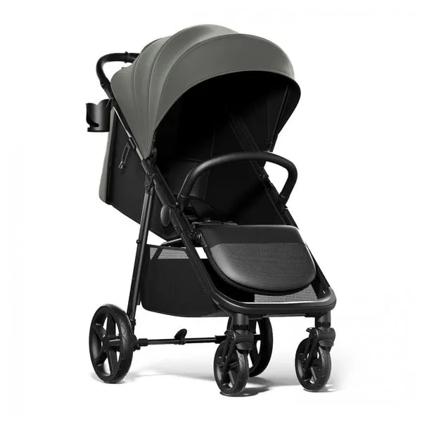 Carrinho de Bebê para Passeio com Assento Espaçoso, Modo Plano, Dossel Grande UPF 50 e Dobrável Compacto, Mompush, Verde Escuro