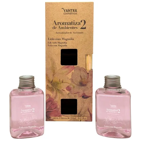 Kit 2 Aromatizadores Lírio Com Magnólia 250ml 1900000275 - Yantra Cosméticos