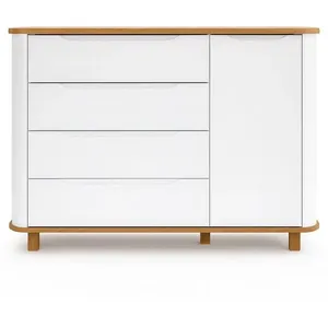 Cômoda 1 Porta e 4 Gavetas Carolina Olivia Cor Branco com Cinamo Mo 466329