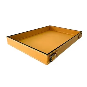 Bandeja Decorativa Organizadora Fivelas Metálicas Mostarda em Mdf com Fundo Aveludado Braswu Bandeja Decorativa Organizadora Fivelas Metálicas Mostarda em Mdf com Courvin Braswu