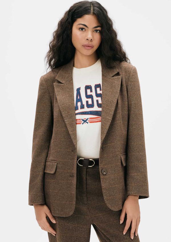 Blazer Feminino Oversized Em Lã - Marrom XP