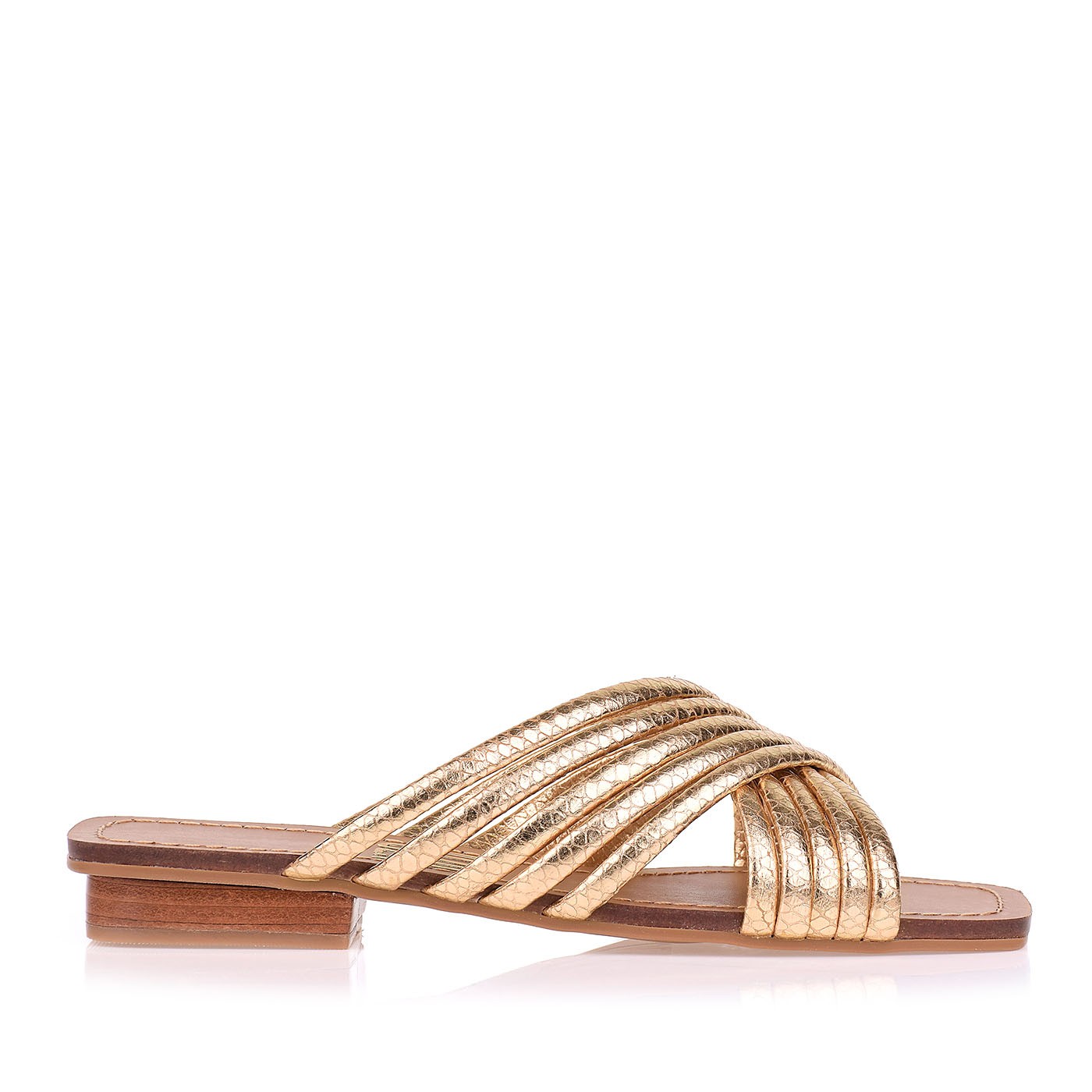 Flat Salto Baixo Metal Serpente Ouro