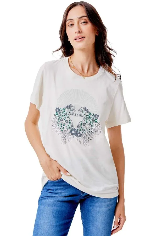 Blusa Estampada Onça Heart Off White OFF WHITE/G