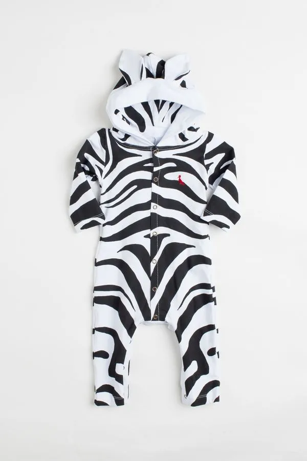 Macacao Longo Bb Zebra Fantasia Branco - M