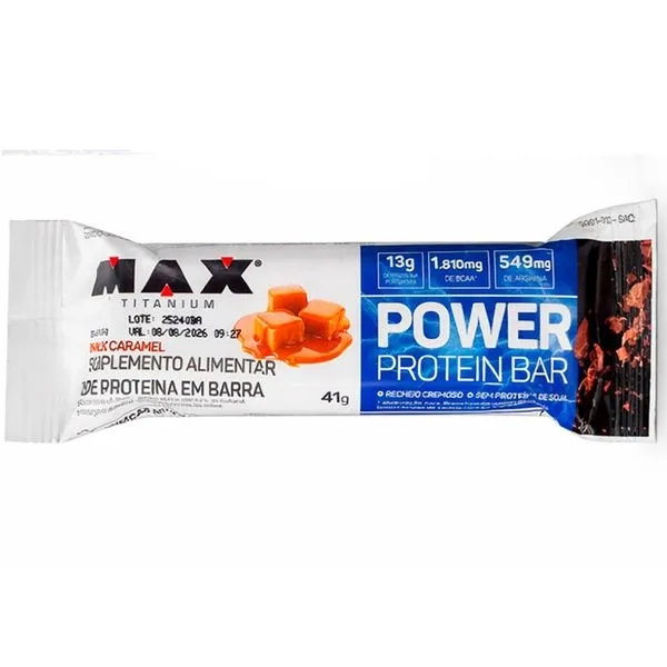 Barra Suplemento Protein Bar Power Max Titanium Milk Caramelo 41g