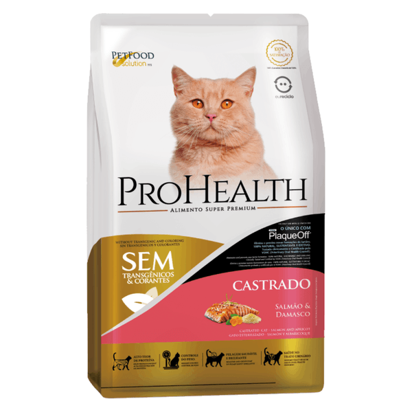 Ração ProHealth Gatos Castrados Salmão e Damasco 1 kg