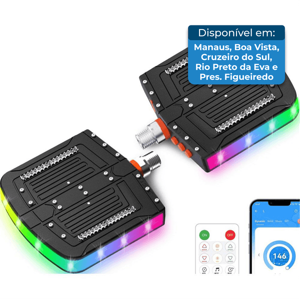 Pedal Para Bicicleta Com Led Rgb Ftzws Preto A-MBI