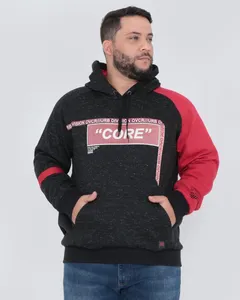 Blusão Moletom Masculino Plus Size Flamê Preto G2