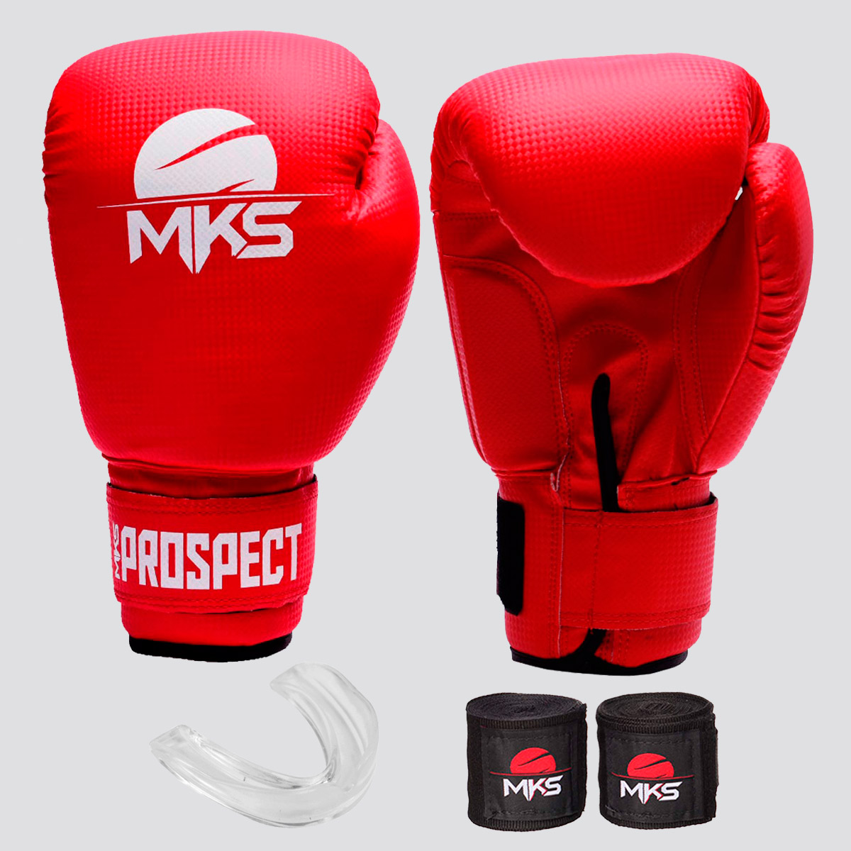 Kit de Luva de Boxe com Bandagem e Bucal MKS Prosp