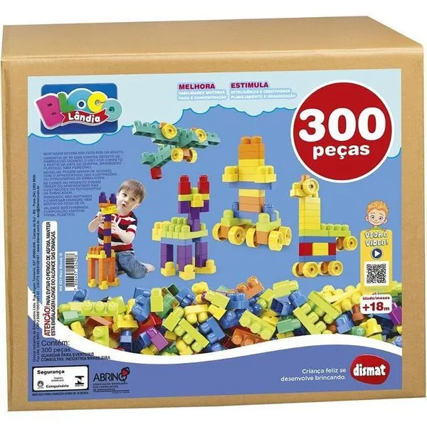 Brinquedo de Montar Mais Blocos IX 300 Peças Coloridas em Plástico Dismat Brinquedos Brinquedo de Montar Mais Blocos IX 300 Peças Dismat Brinquedos