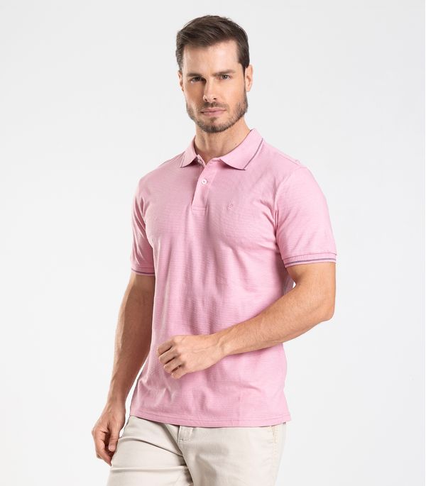 Polo Piquet Masculina Diametro Rosa GG