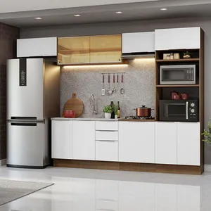Armário de Cozinha Completa 330cm Rustic/Branco Stella Madesa 04 Rustic/Branco