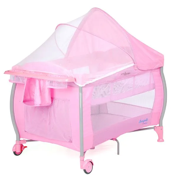 Berço Portátil com Mosquiteiro - Nanna Pink Check - Burigotto