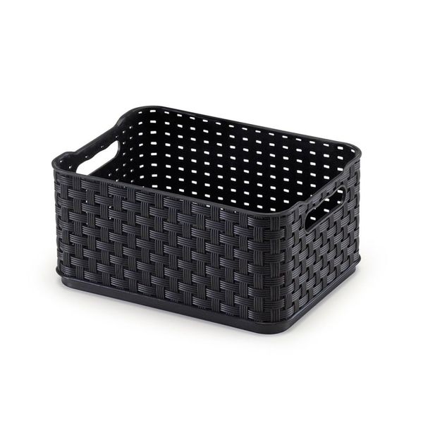 Caixa organizadora 1,74L preta Rattan Arthi