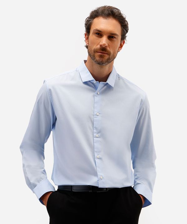camisa masculina de algodão manga longa azul GG