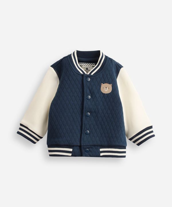 jaqueta bomber infantil de moletom texturizado ursinho azul 6-9