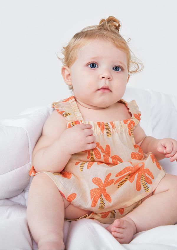 Conjunto Bebê Menina Bata e Shorts - Laranja 03M