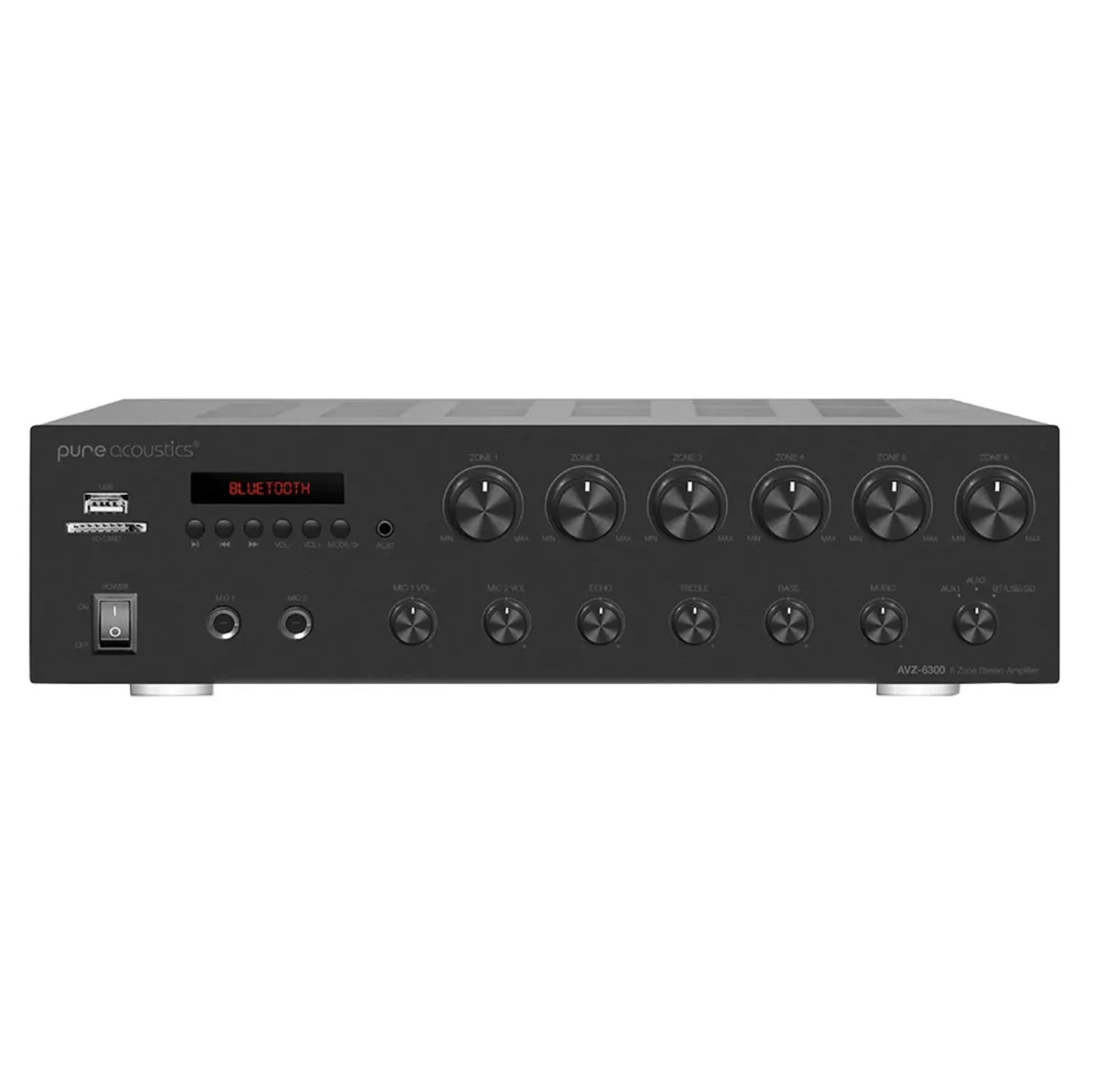 Amplificador Multiroom Pure Acoustics AVZ-6300 - 6 Zonas - Bluetooth - Rádio FM