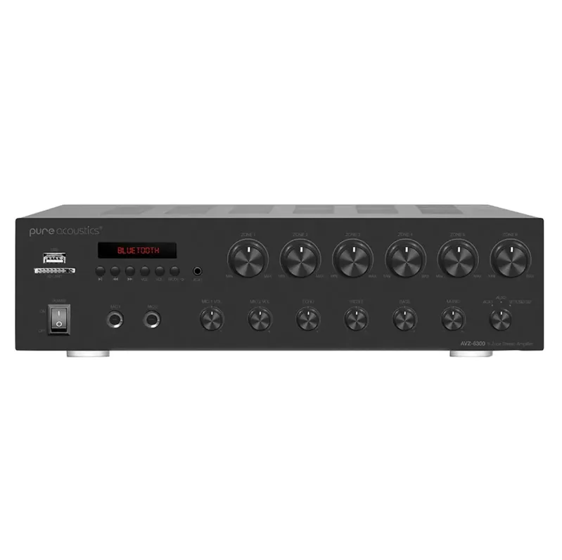 Amplificador Multiroom Pure Acoustics AVZ-6300 - 6 Zonas - Bluetooth - Rádio FM