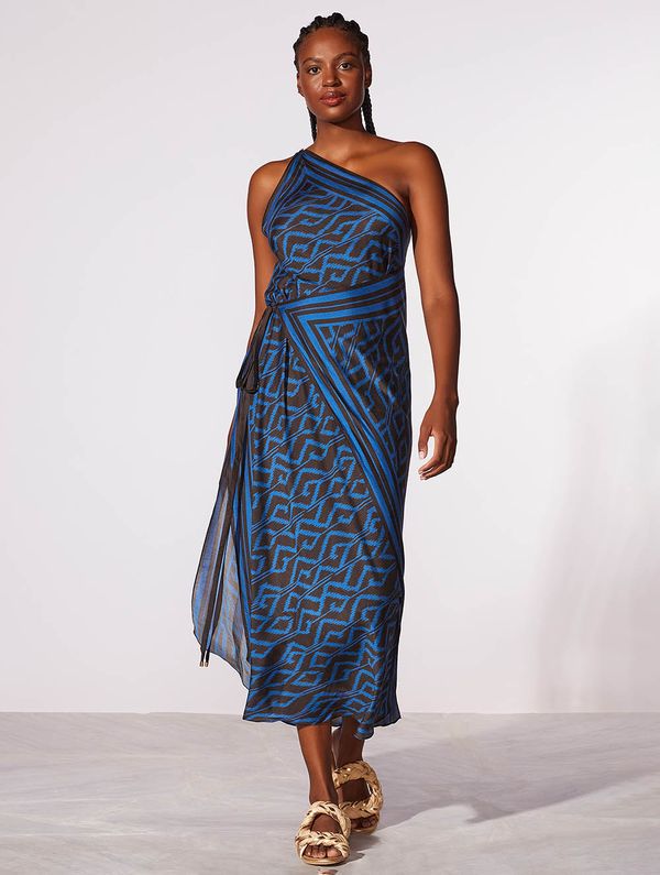 Vestido Ombro Único Estampado Veredas MARINHO P