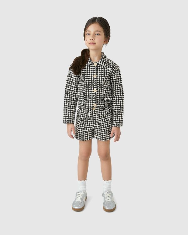 Shorts Menina Clochard Estampado Em Sarja Com Elastano - Carinhoso Preto - 14