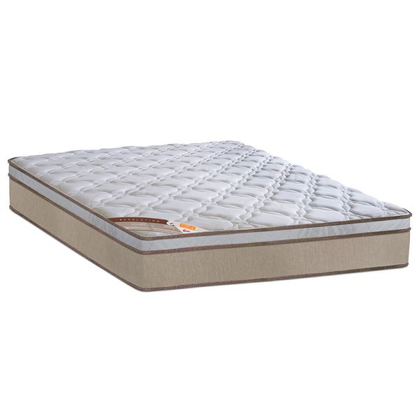 Colchão Casal Sleep Revolution com Molas Ensacadas e Euro Pillow 27x138x188 cm Castor Branco com Bege