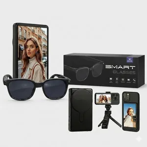 Kit Influencer: Monitor Selfie Celular + Óculos Câmera HD