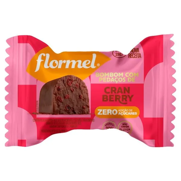 Bombom FLORMEL Chocolate ao Leite Cranberry Zero Açúcar 12g