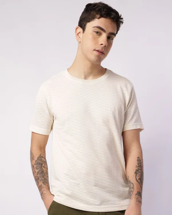 Camiseta Masculina Algodão Texturizada Manga Curta Off White P