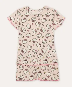 pijama curto infantil canelado hello kitty rosa 10