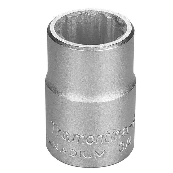 """Soquete Estriado Em Aço Cromo Vanádio 22 Mm - Encaixe 3/4"""" Tramontina"""