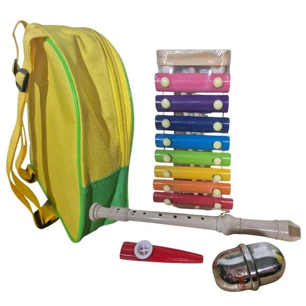 Kit Bandinha Rítmica Infantil com Mochila 11292 para Desenvolvimento Musical e Coordenação Liverpool Kit Bandinha Rítmica Infantil 11292 com Mochila para Estimular Ritmo e Criatividade Liverpool