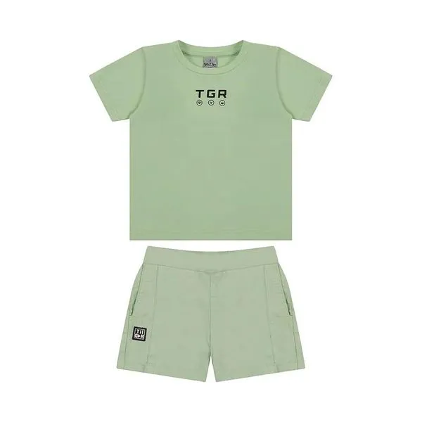 Conjunto Curto Tigor T Tigre Camiseta e Bermuda TGR Verde 1