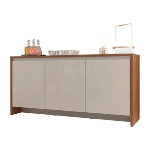 Buffet Casa D Madrid MDF e MDP com 3 Portas e 3 Prateleiras Off White/ Cedro