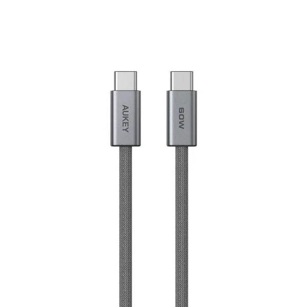 Cabo Aukey Para USB-C Trançado De 1m E 60W CB-DCC061 Cinza (MP)