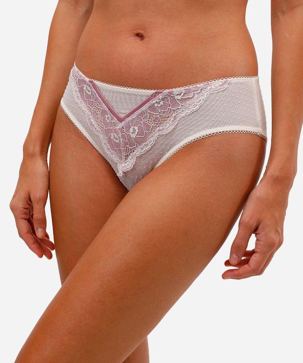 calcinha caleçon feminina com renda off white G