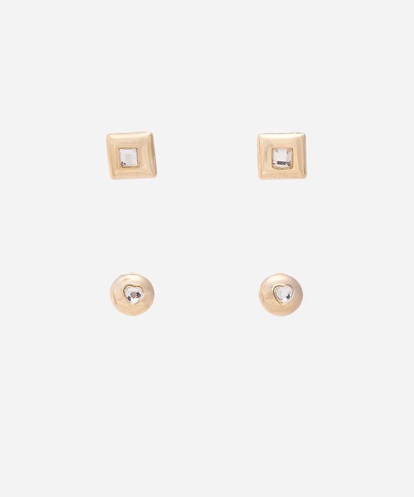 kit de 2 brincos com strass dourado UNICO