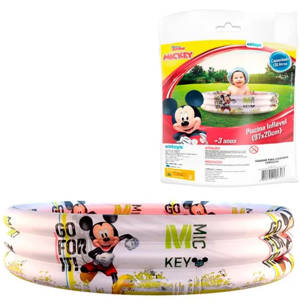 Piscina Infantil Inflável - Disney Junior - Mickey - 130L - Etilux