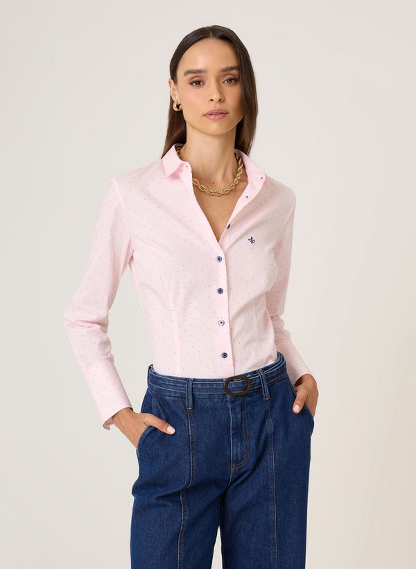 Camisa Slim Fit Estampa Poá Dudalina Feminina 40