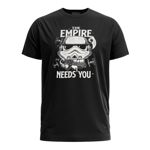 Camiseta Infantil Pop! Tees e Pocket Pop! Star Wars Stormtrooper Estampa Durável Preto Funko Pop!