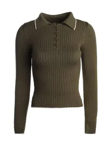 Blusa Tricot Modal Feminina VERDE/VERDE/OFF WHITE M