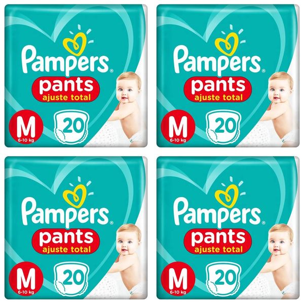 Kit 4 Fraldas Confortsec Pants ”M” Pampers Simples c/20 Unidades cada