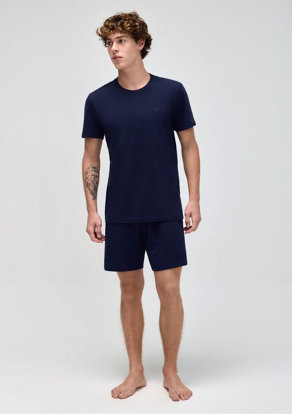 Pijama Curto Masculino Com Estampa Peixinho - Azul XG