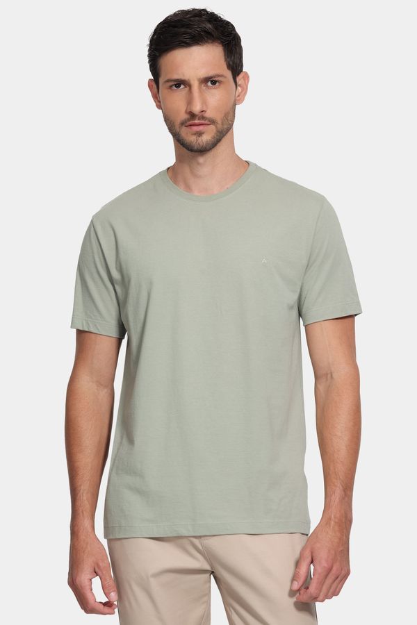 Camiseta Manga Curta Bordado Básica Verde Cha 114 - M